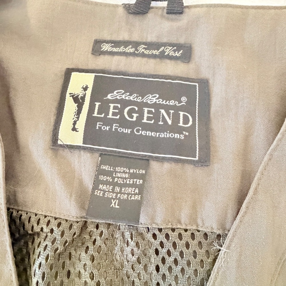 Eddie Bauer Legend Wenatchee Travel Vest XL Green Nylon Utility Fishing Cargo - Picture 7 of 13